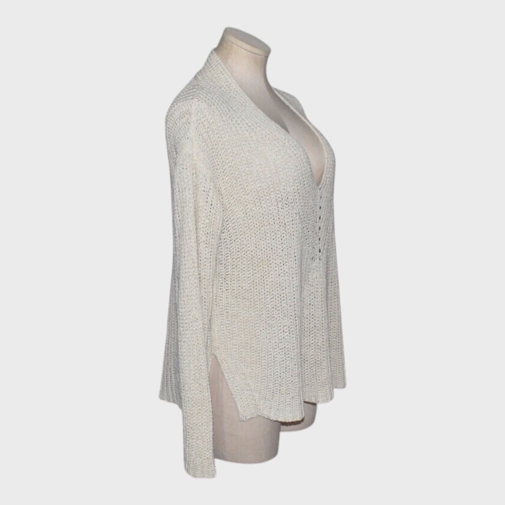 Eileen Fisher Organic Cotton Linen Tape Yarn V Neck Sweater View 2